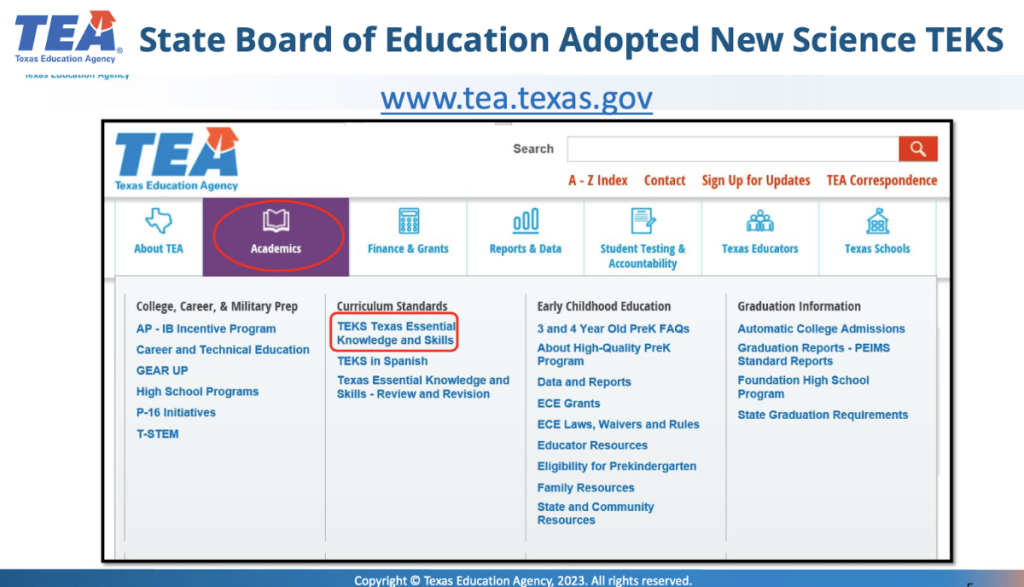 SBOE Adopted new Science TEKS and Tech Apps TEKS